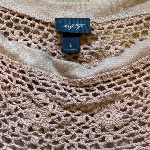 Daytrip Blush Crochet Accent Top - Picture 2 of 3